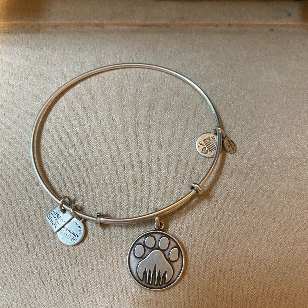 Alex and Ani silver paw print bangle